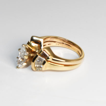 14K Yellow Gold Engagement Ring Set With 1.01Ct