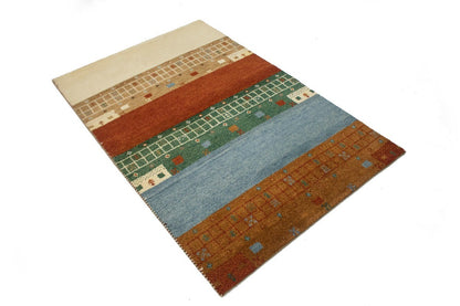 ft Handmade Striped Modern Indo-Gabbeh Wool Oriental Rug Home Decor Carpet 4X6