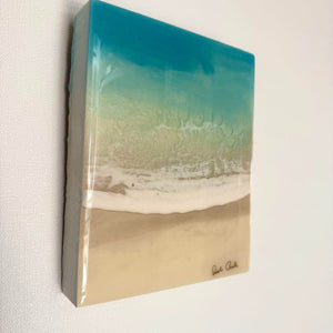 810in Sarah Caudle Original Painting Resin on wood "Clear Sea 5 "2020 signature