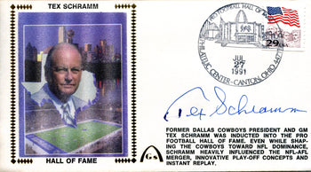 Tex Schramm Autographed July 27th, 1991 First Day Cover (PSA)