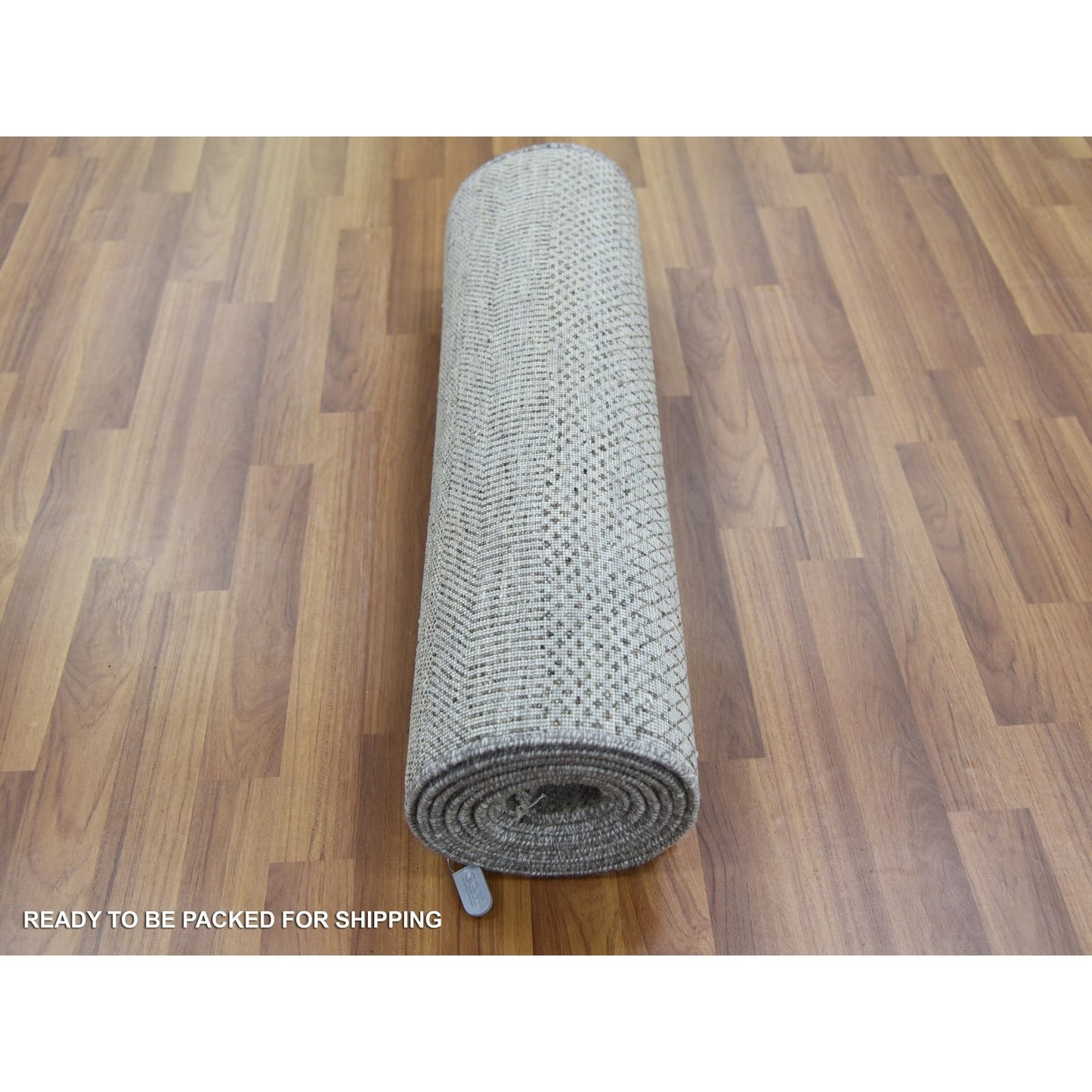 2'7"X10' Gray Wool And Silk Hand Knotted Modern Grass Design Runner Rug