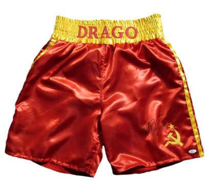 Dolph Lundgren Autographed/ Inscribed Boxing Trunks "Balboa vs Drago" JSA 184772