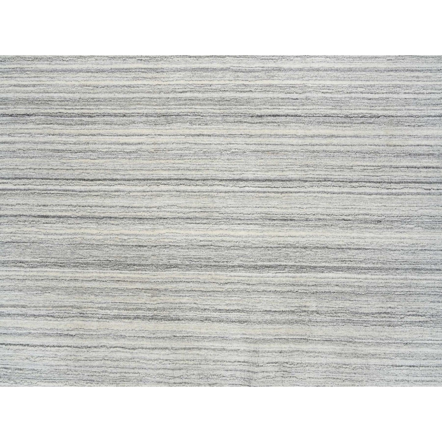 6'1"X6'1" Gray Undyed Natural Wool Modern Design Hand Loomed Square Rug