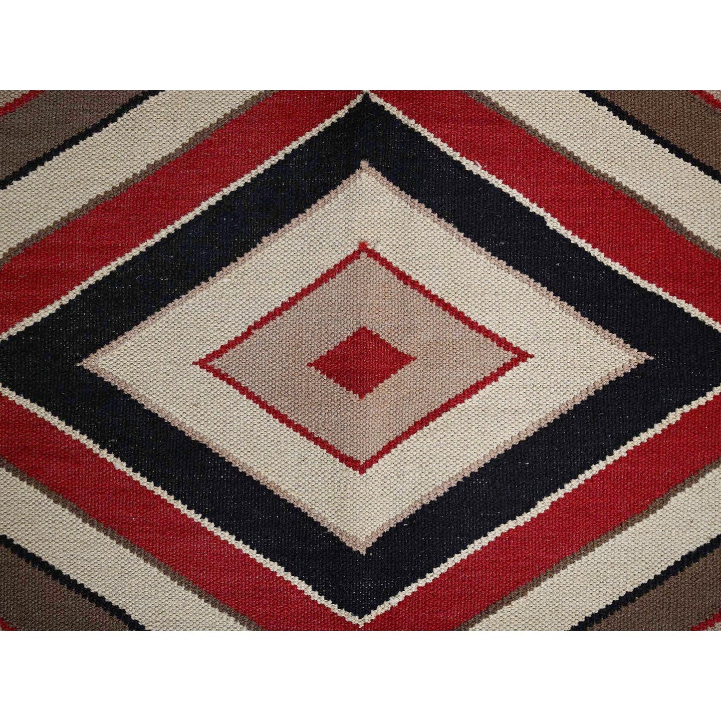 5'2"x7' Brown Flat Weave Southwest Geometric Design Hand Woven Wool Rug