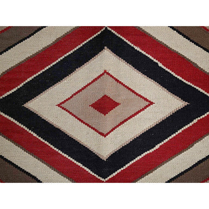 5'2"x7' Brown Flat Weave Southwest Geometric Design Hand Woven Wool Rug