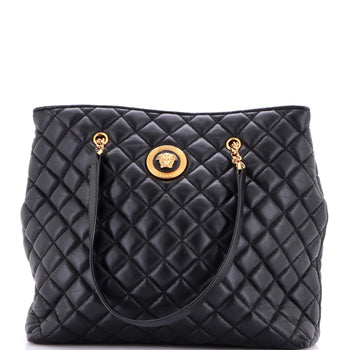 Versace Medusa Icon Chain Zip Tote Quilted Leather Tall