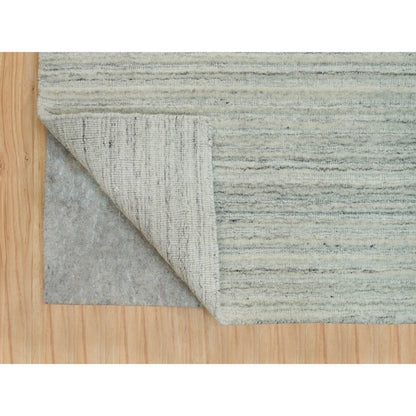 9'1"X12' Alabaster White Hand Loomed Undyed 100% Wool Modern Design Rug