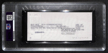 Johnny Unitas Signed 6/1/02 Check Psa/Dna Mint 9