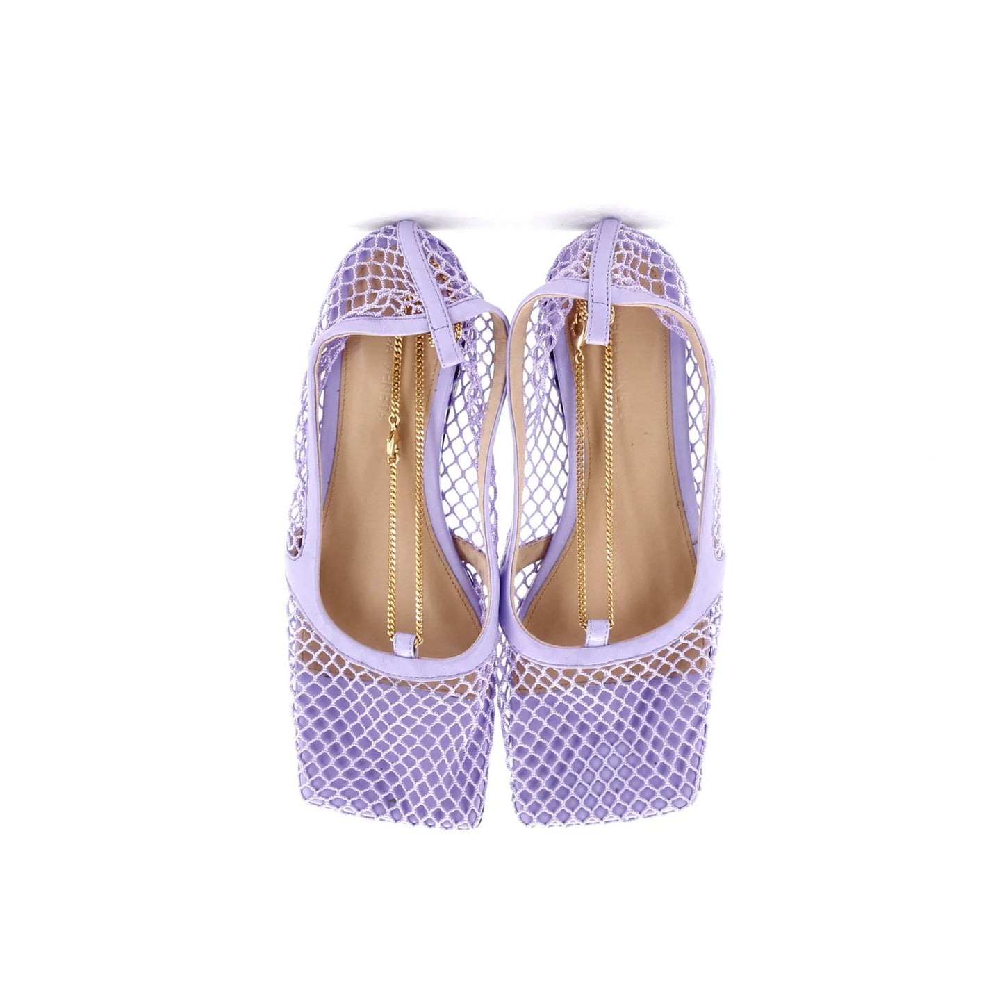 Bottega Veneta Women'S Chain Stretch Ballerina Flats Mesh And Leather