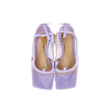 Bottega Veneta Women'S Chain Stretch Ballerina Flats Mesh And Leather