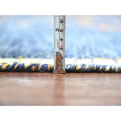 9'X12'5" Blue Moroccan Weave Arts And Crafts Design Hand Knotted Wool Rug