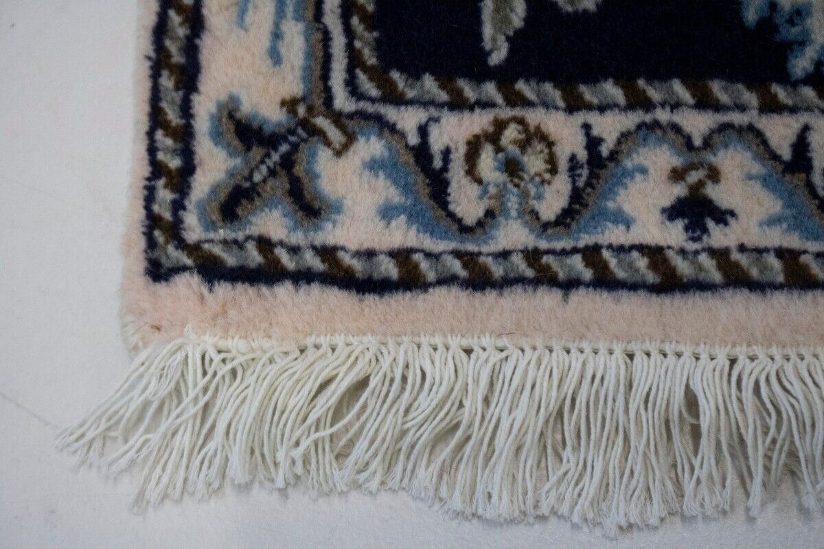 Handmade Traditional Navy Thick Pile Rug Small