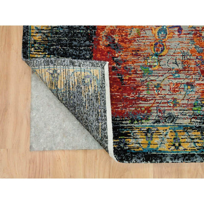 10'2"X10'2" Orange Wool Hand Knotted Ancient Ottoman Design Square Rug