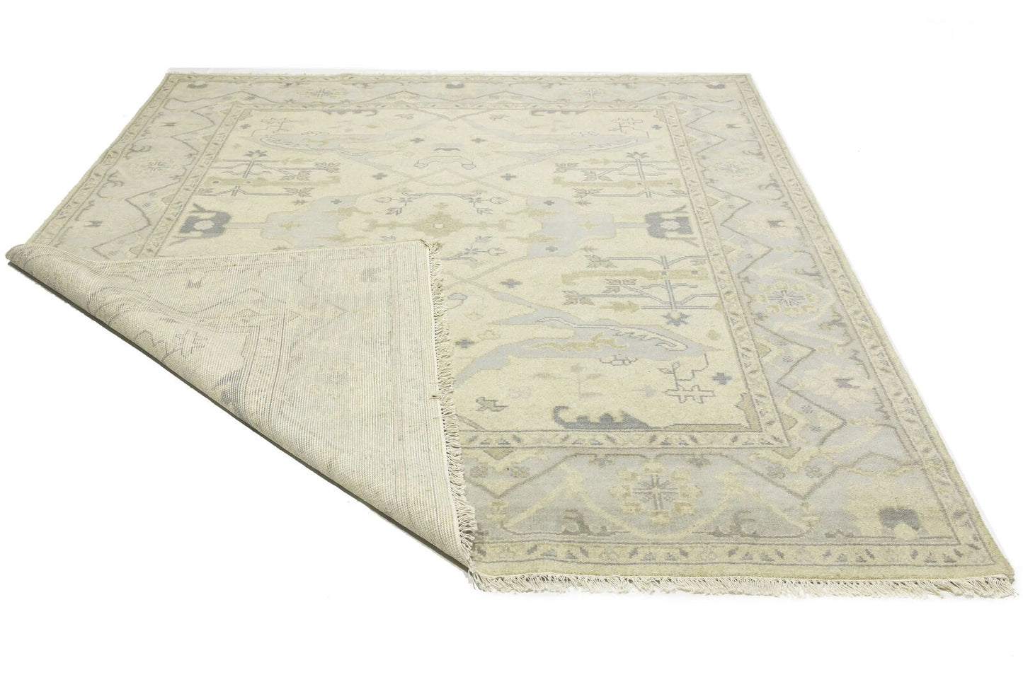 Large Handmade Oushak Oriental Rug Floral Design