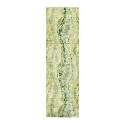 2'5"X8'3" Green 100% Silk Hand Knotted Crocodile Safari Design Runner Rug