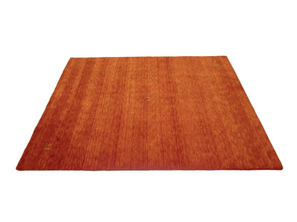 Orange-Red Gabbeh Modern Square Rug Wool Tribal