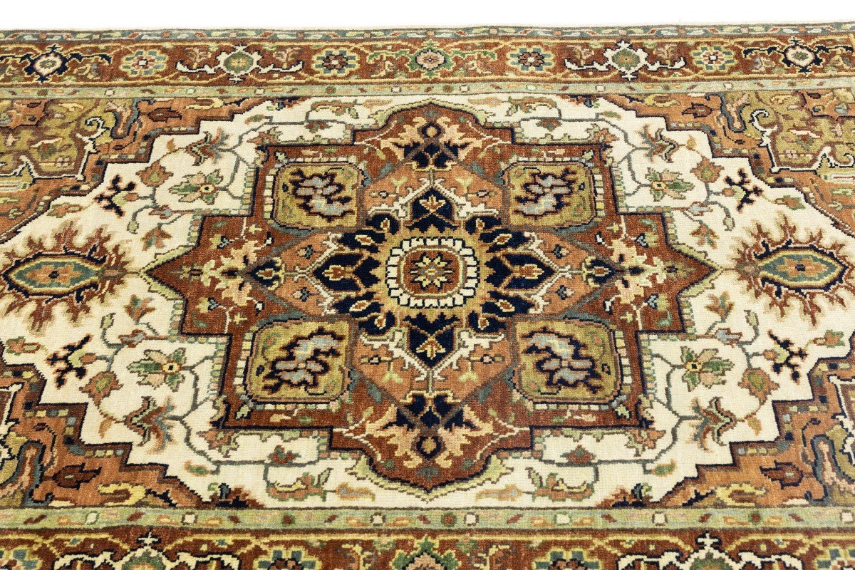Handmade Heriz Serapi Geometric Wool Rug Tribal Oriental Decor Carpet 4X6 ft
