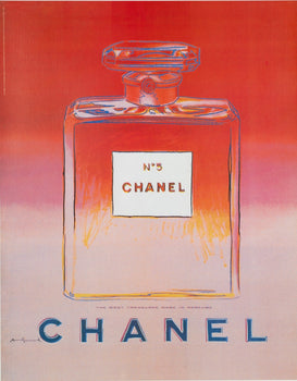Chanel Andy Warhol N5 Perfume Original On Linen Red/Pink 22 X 29 Inches