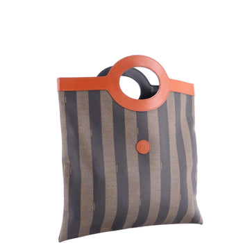 Fendi Vintage Pequin Cut Out Handle Bag Coated Canvas Large