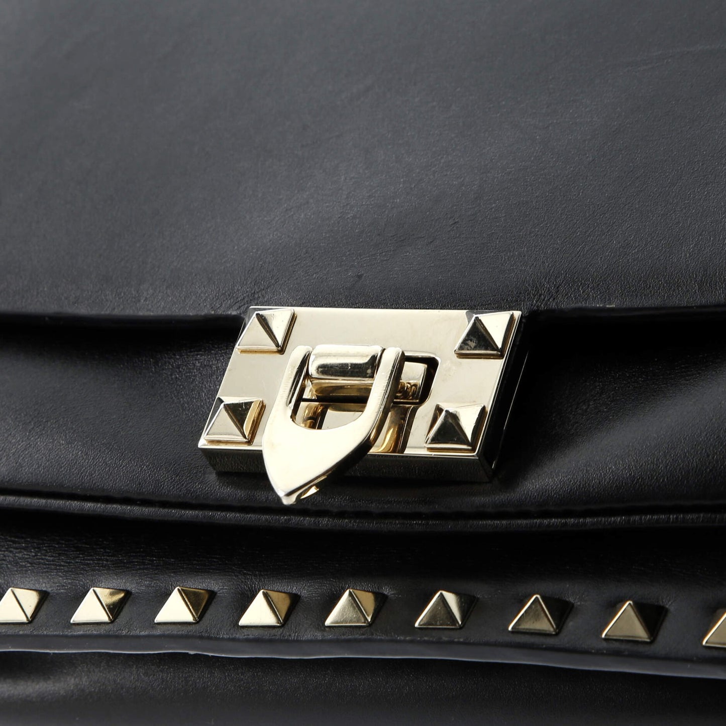 Valentino Garavani Rockstud Flip Lock Flap Top Handle Bag Leather Small