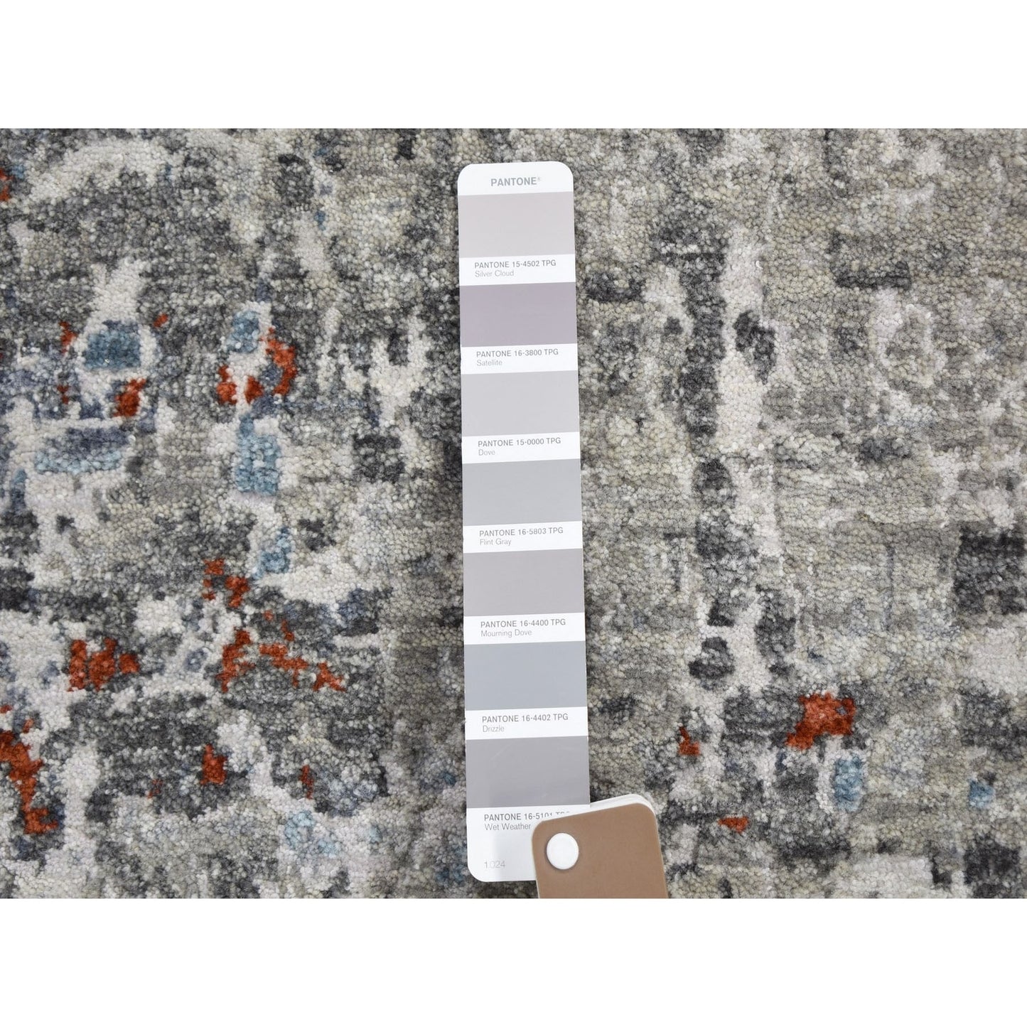 2'5"X12' Abstract Design Wool & Silk Denser Weave Runner Hand Knotted Rug