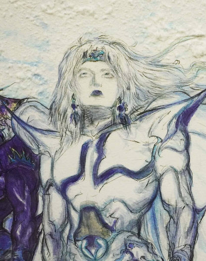 Mixed media framed fantasy art by Yoshitaka Amano prelude signed 16/ 300.