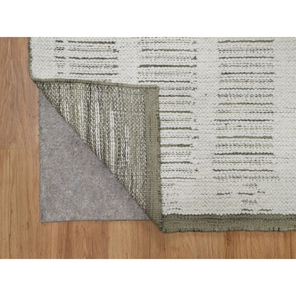 2'6"X10' Ivory Hand Woven Flat Weave Textured Natural Wool Runner Rug