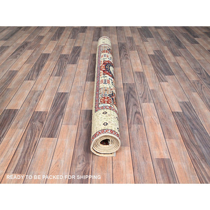 4'10"X7' White Hand Knotted 100% Wool Mamluk Design Oriental Rug