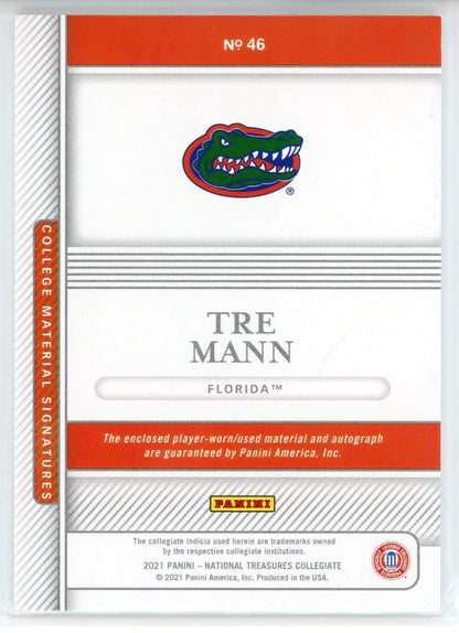 Tre Mann Autographed 2021 Panini National Treasures Collegiate Material Signatur