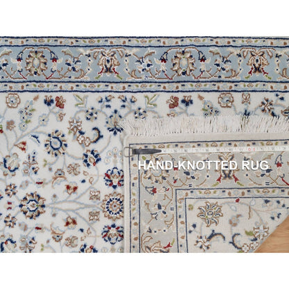 2'9"x10' Ivory Nain with Floral Design Hand Knotted Wool & Silk Runner Rug
