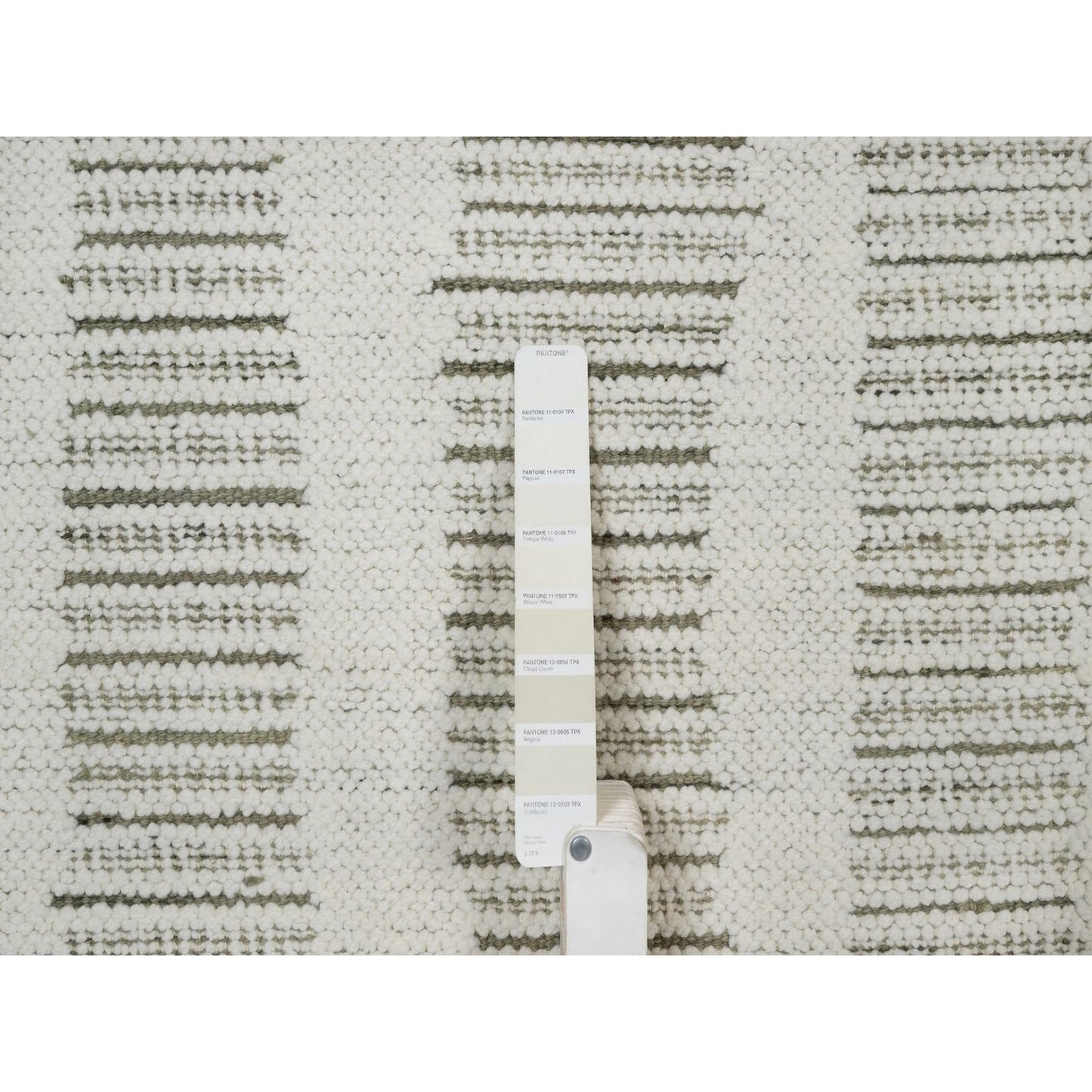 2'6"X11'10" Ivory Flat Weave With Pile Hand Woven Natural Wool Runner Rug