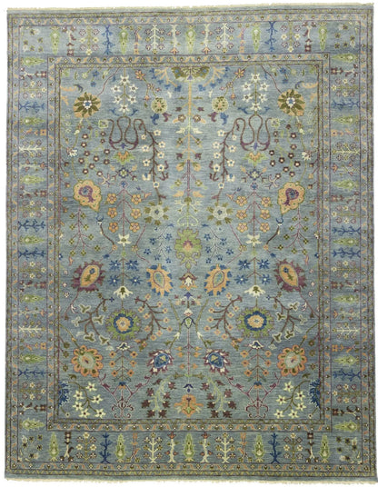Hand-Knotted Gray Floral Chobi Oriental Rug