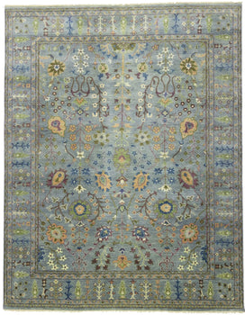 Hand-Knotted Gray Floral Chobi Oriental Rug