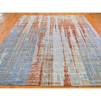 9'X12'2" Hi-Low Pile Abstract Design Denser Weave Wool&Silk Hand Made Rug