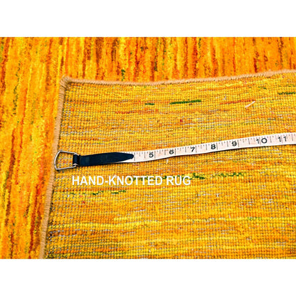 2'X3' Gold Color Hand Knotted Plain Solid Design Pure Sari Silk Mat Rug