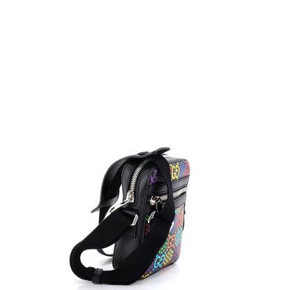 Gucci Front Zip Messenger Bag Psychedelic Print Gg Coated Canvas Mini