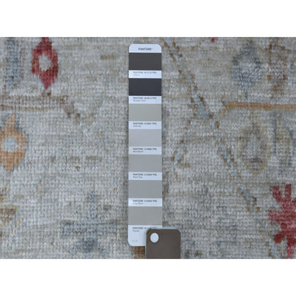 2'9"x16' Washed Out Gray Angora Oushak Wool Hand Knotted XL Runner Rug