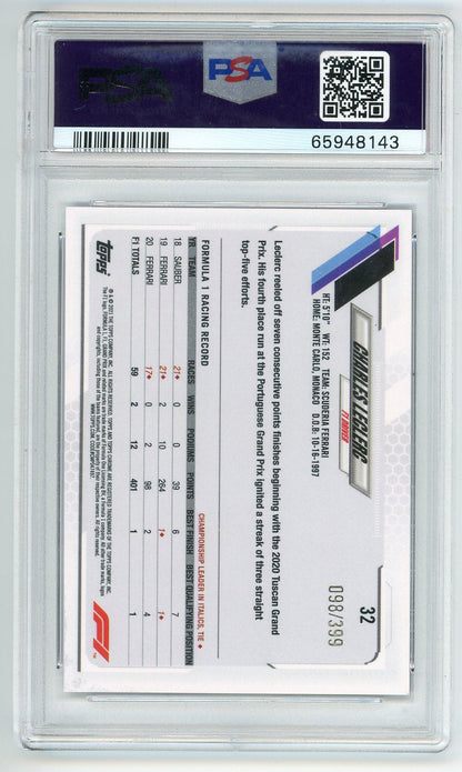 Charles Leclerc 2021 Topps Chrome Purple Refractor #32 Psa 10
