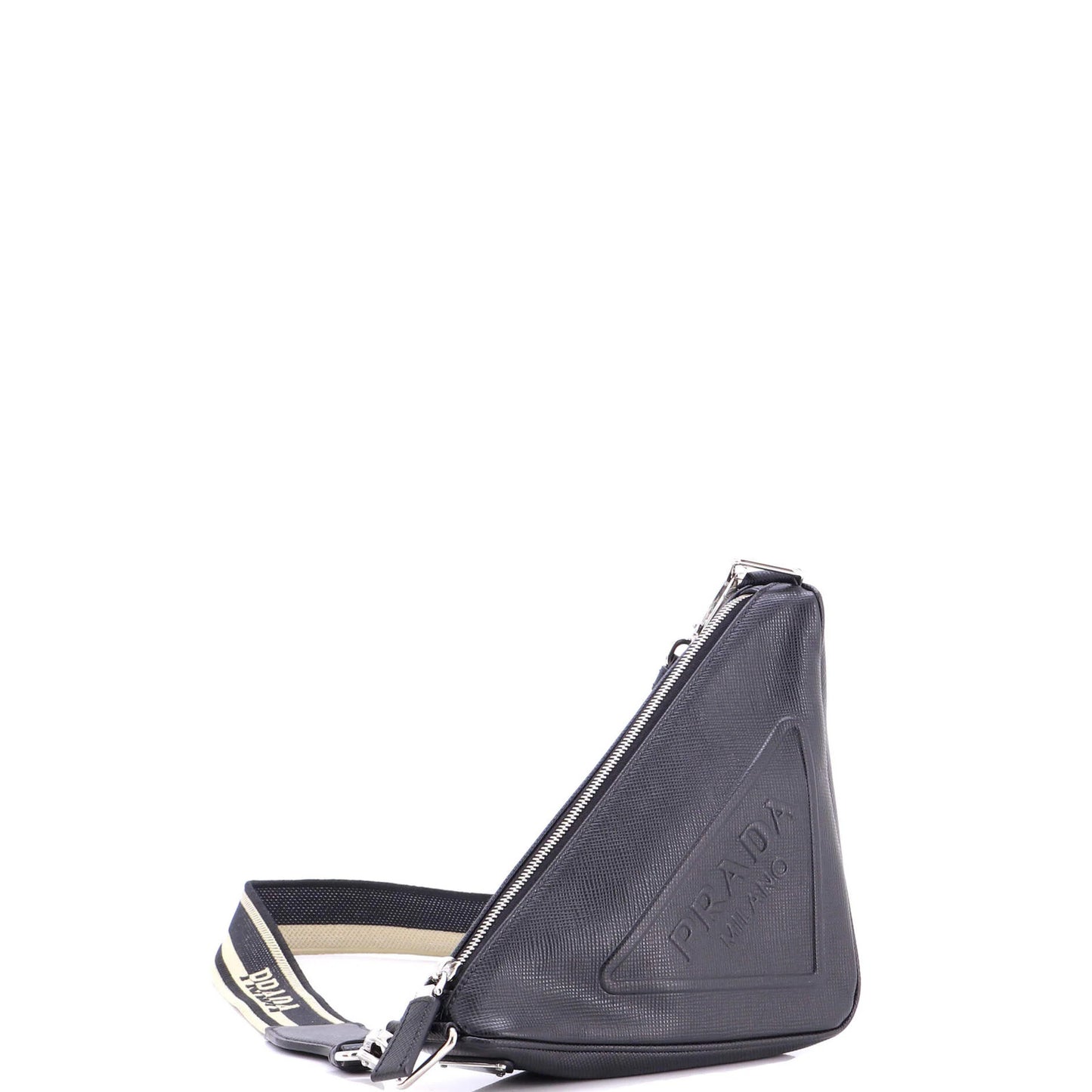 Prada Triangle Logo Zip Crossbody Bag Soft Leather Small