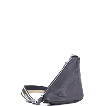 Prada Triangle Logo Zip Crossbody Bag Soft Leather Small