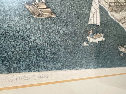 Cuca Romley "Little Falls" Limited Edition Lithograph Hand Signed Numbered Frame