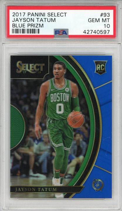 Jayson Tatum 2017 Panini Select Blue Prizm Rookie Card #93 (Psa 10)