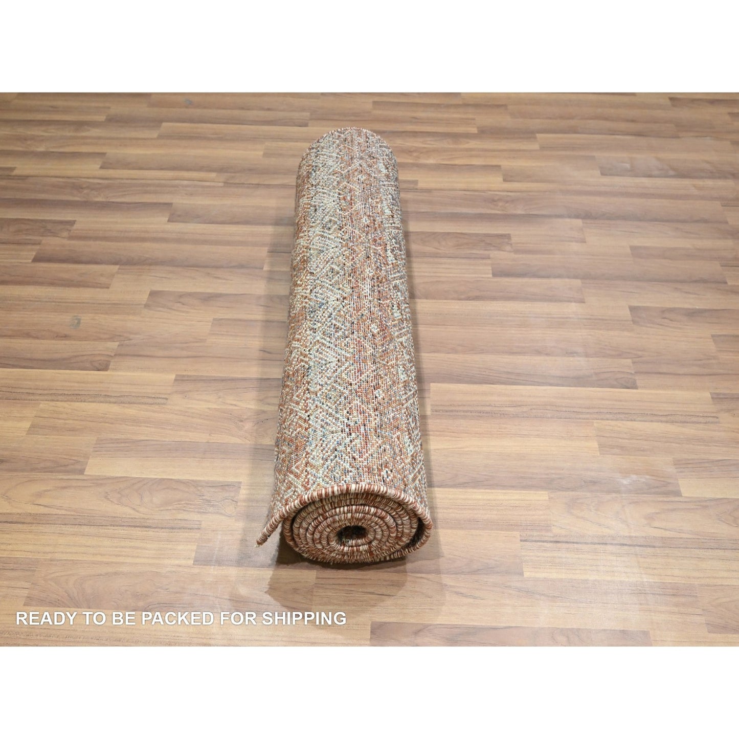 2'6"X10'2" Red Small Geometric Pattern Soft Wool Hand Knotted Runner Rug