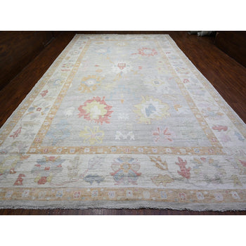 11'X18' Gray Angora Oushak Colors Wool Hand Knotted Oversized Rug
