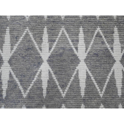 9'1"X12'4" Gray Moroccan Weave Geometric Pattern Hand Knotted Wool Rug