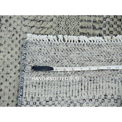 2'6"X16' Pastel Gray Hand Knotted Grass Design Wool Undyed Xl Runner Rug