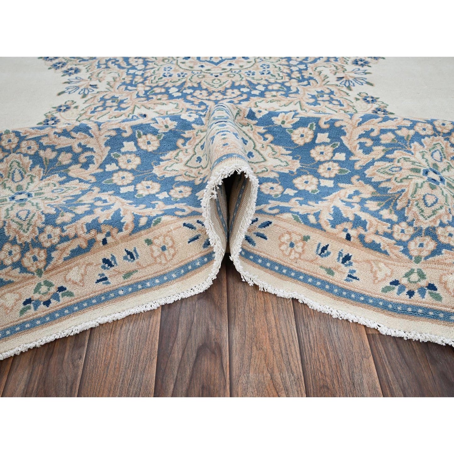 10'X10' Ivory Vintage Zoroastrian Karman Square Soft Wool Hand Knotted Rug