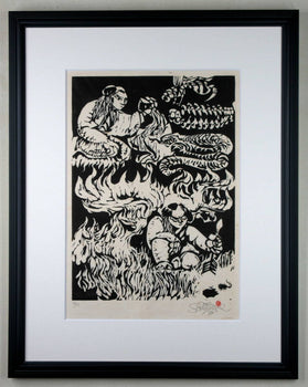 Jorg Schmeisser 1970 Original Woodblock Print Ed25 Pencil Singed Framed