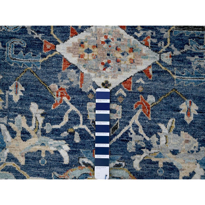 9'X11'10" Dress Blue Erased Heris Design Wool Hand Knotted Oriental Rug