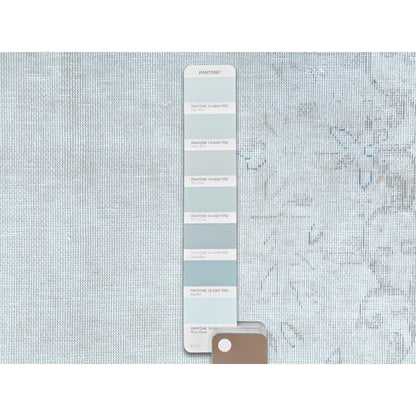 9'X12' Blue Worn Wool Hand Knotted Distressed Old Farsian Karman Rug